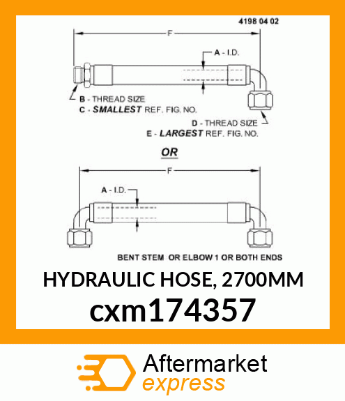 HYDRAULIC HOSE, 2700MM cxm174357