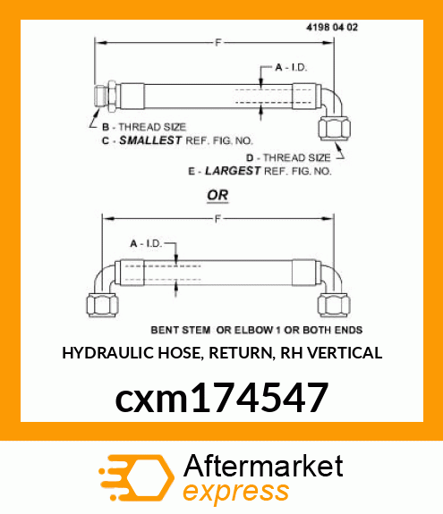 HYDRAULIC HOSE, RETURN, RH VERTICAL cxm174547