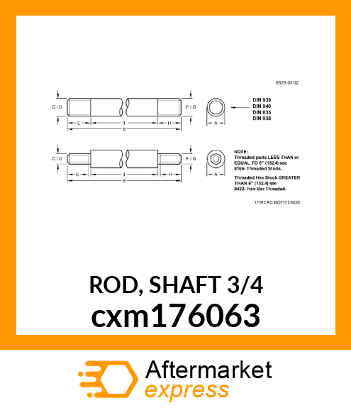 ROD, SHAFT 3/4 cxm176063