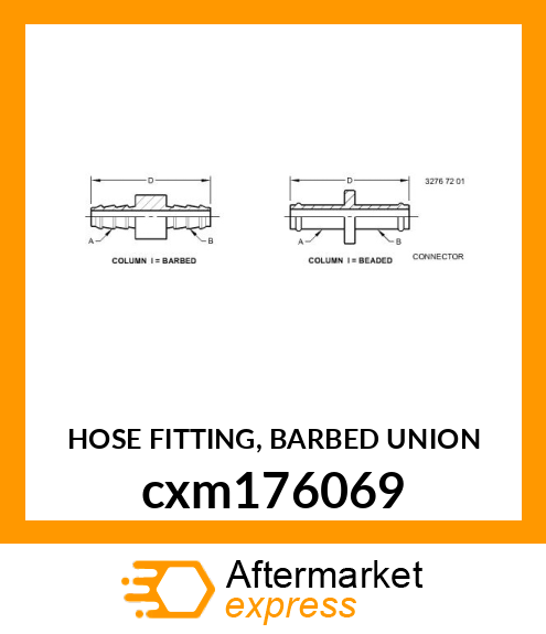 HOSE FITTING, BARBED UNION cxm176069