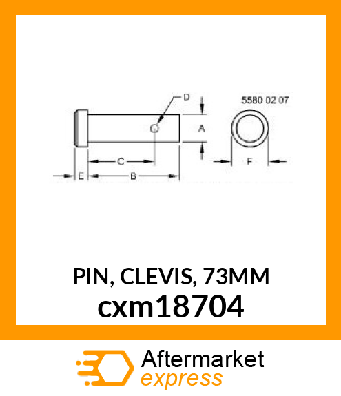 PIN, CLEVIS, 73MM cxm18704