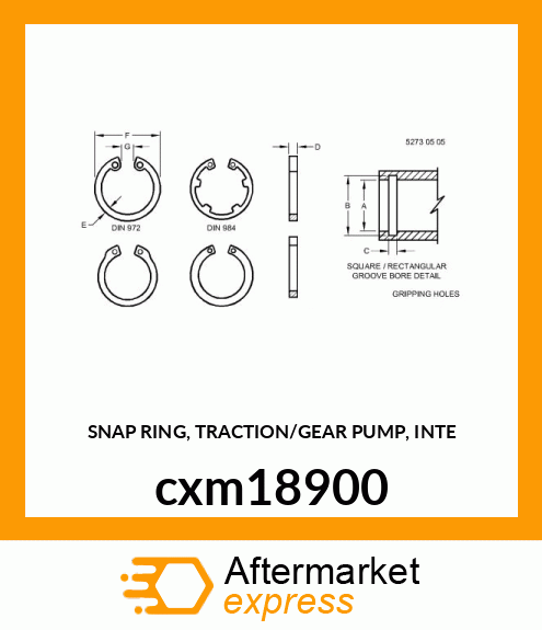 SNAP RING, TRACTION/GEAR PUMP, INTE cxm18900