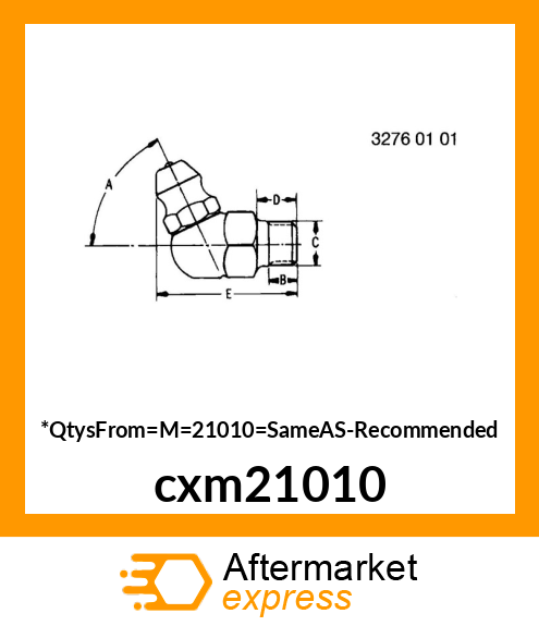 LUBRICATION FITTING, 90 DEG., 1/4 cxm21010