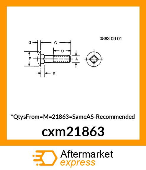 BOLT, ROUND HEAD SHORT SQUARE NECK cxm21863