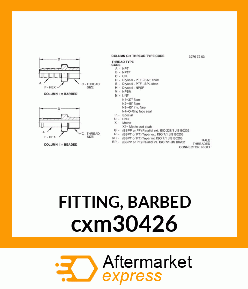 FITTING, BARBED cxm30426