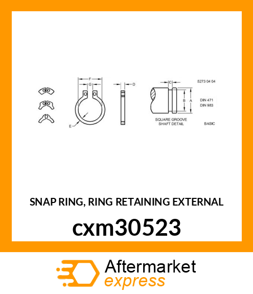 SNAP RING, RING RETAINING EXTERNAL cxm30523