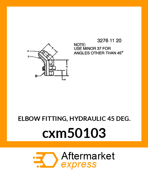 ELBOW FITTING, HYDRAULIC 45 DEG. cxm50103