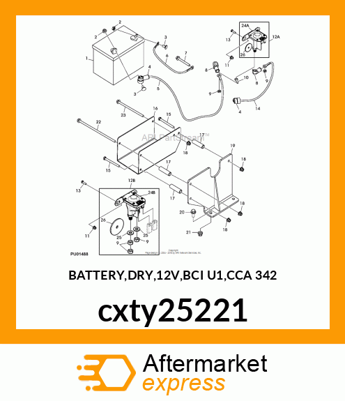 BATTERY,DRY,12V,BCI U1,CCA 342 cxty25221