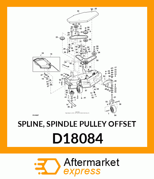 SPLINE, SPINDLE PULLEY OFFSET D18084