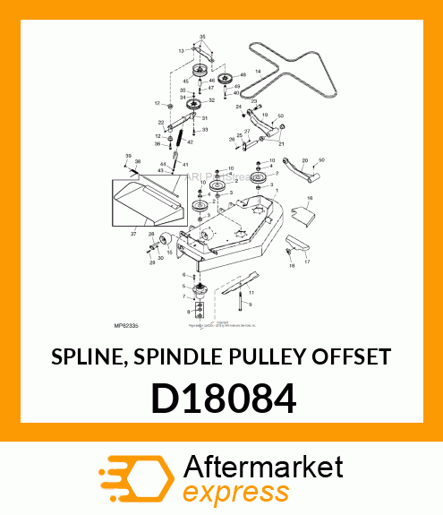 SPLINE, SPINDLE PULLEY OFFSET D18084