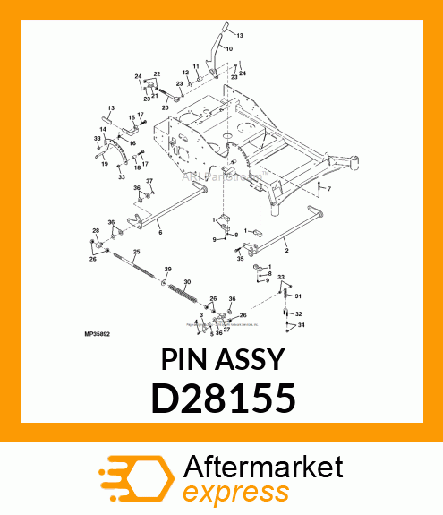 Pin Fastener - PIN, HEIGHT OF CUT STOP # D28155