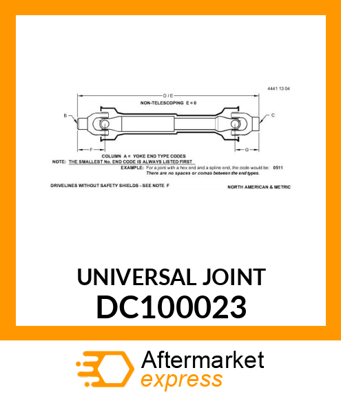 Universal Driveshaft DC100023