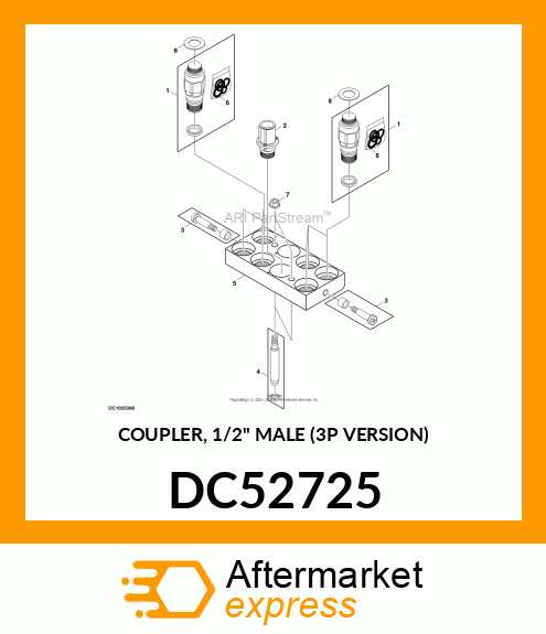 COUPLER, 1/2" MALE (3P VERSION) DC52725