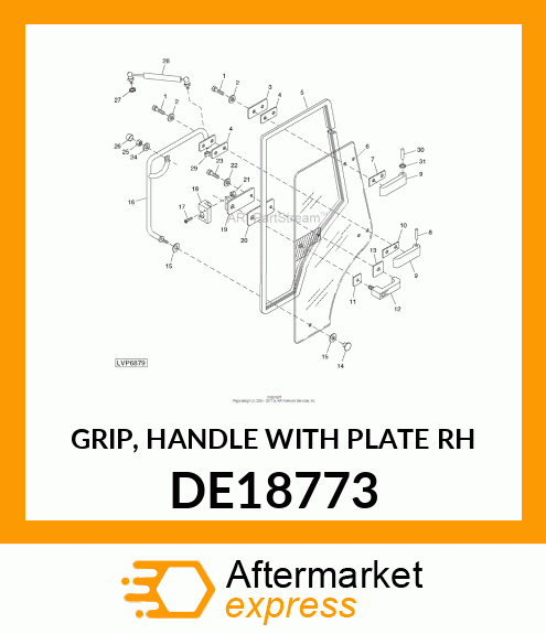 GRIP, HANDLE WITH PLATE RH DE18773