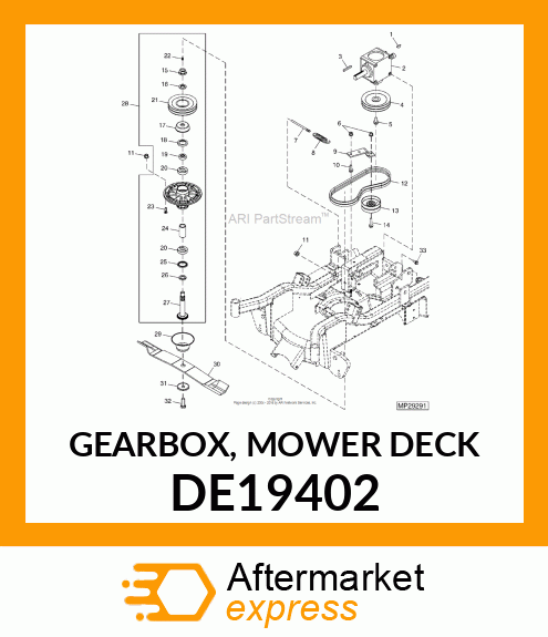 GEARBOX, MOWER DECK DE19402