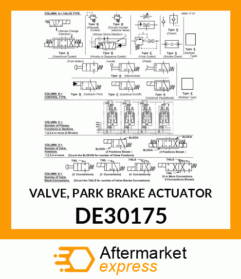 VALVE, PARK BRAKE ACTUATOR DE30175