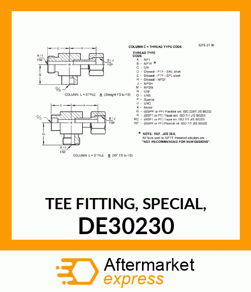 TEE FITTING, SPECIAL, DE30230