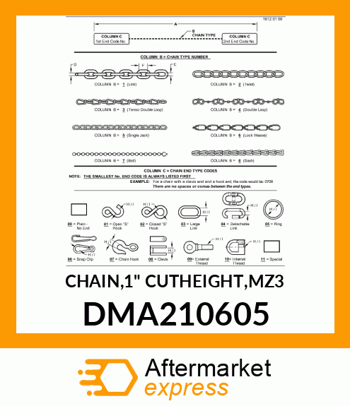 CHAIN,1" CUTHEIGHT,MZ3 DMA210605