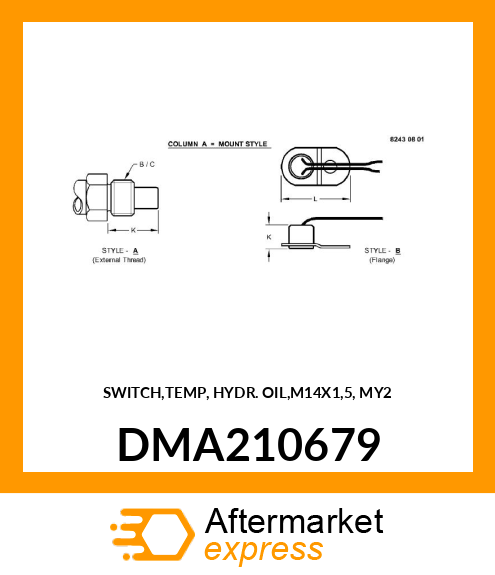 SWITCH,TEMP, HYDR. OIL,M14X1,5, MY2 DMA210679