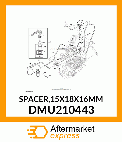 SPACER,15X18X16MM DMU210443