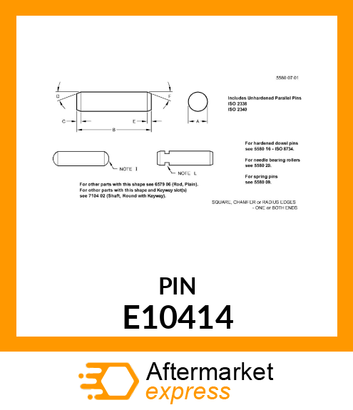 OVERRUNNING CLUTCH PIN E10414