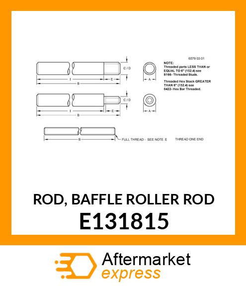 ROD, BAFFLE ROLLER ROD E131815