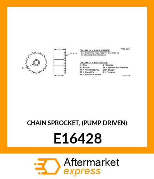 CHAIN SPROCKET, (PUMP DRIVEN) E16428