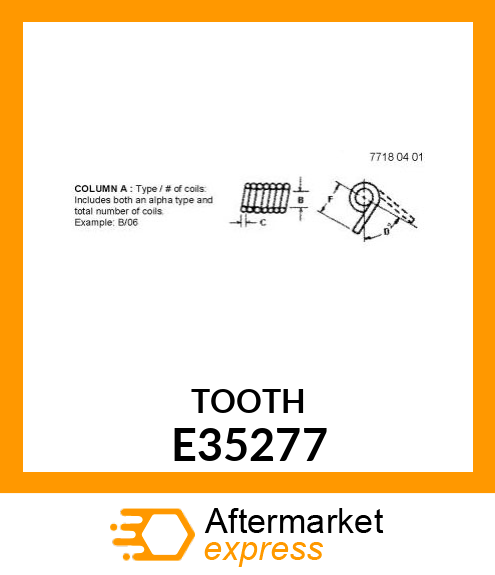 TOOTH, RAKE E35277