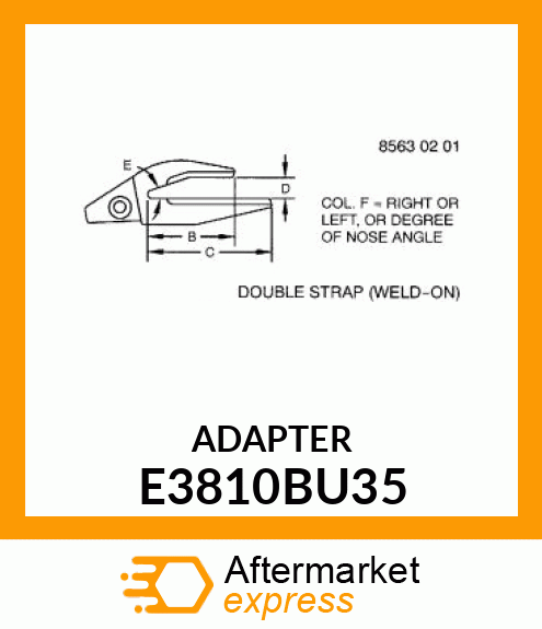 Bucket Tooth Adapter E3810BU35