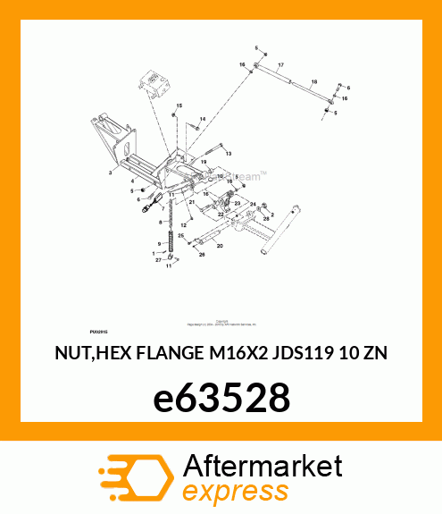 NUT,HEX FLANGE M16X2 JDS119 10 ZN e63528