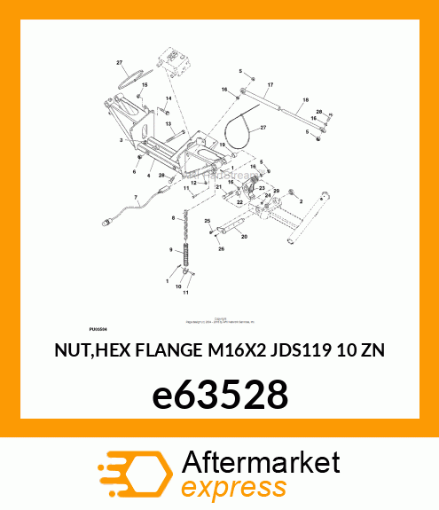 NUT,HEX FLANGE M16X2 JDS119 10 ZN e63528