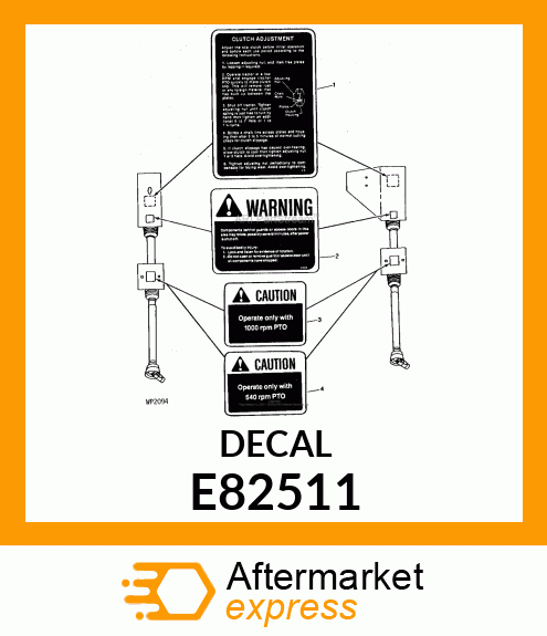 LABEL, (1000 RPM PTO) E82511