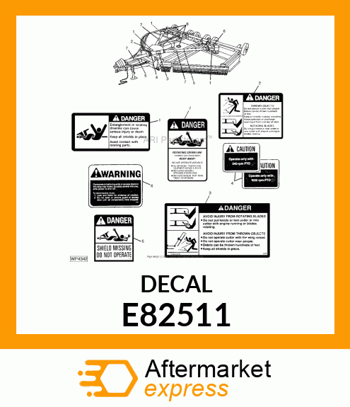 LABEL, (1000 RPM PTO) E82511