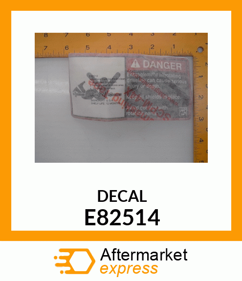 SAFETY SIGN, LABEL E82514