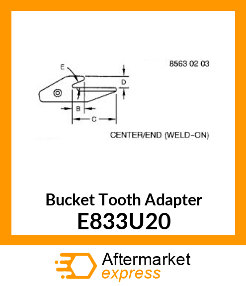 Bucket Tooth Adapter E833U20