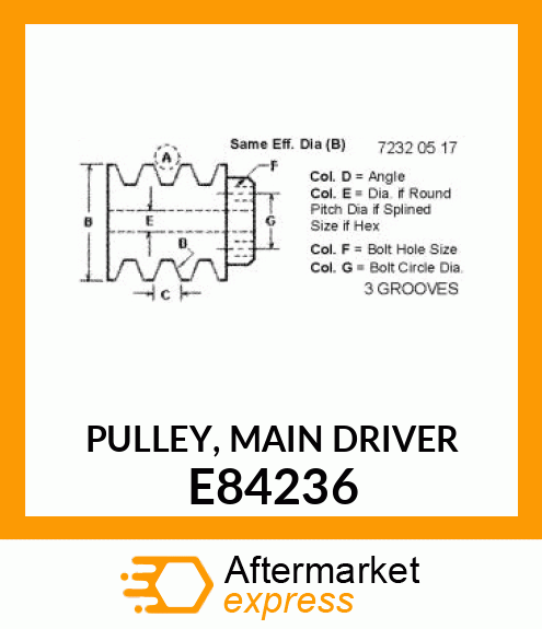PULLEY, (MAIN DRIVER) E84236