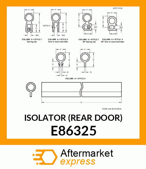 ISOLATOR (REAR DOOR) E86325