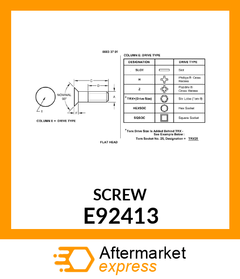 SCREW (FLAT HEAD COUNTERSUNK) E92413