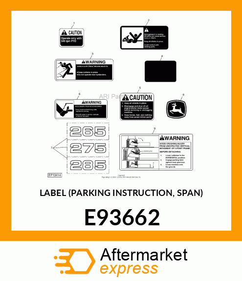 LABEL (PARKING INSTRUCTION, SPAN) E93662