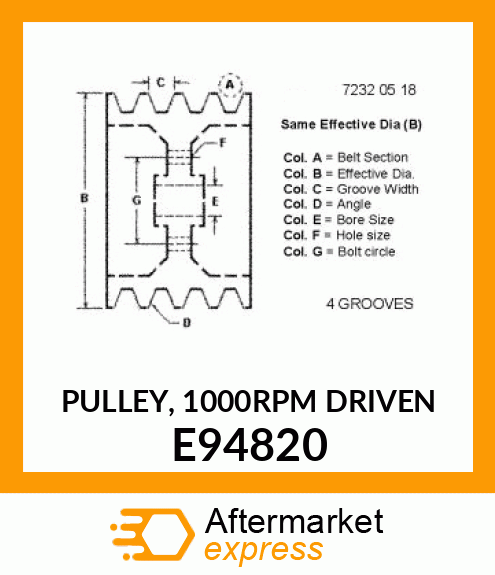 PULLEY, (1000RPM DRIVEN) E94820