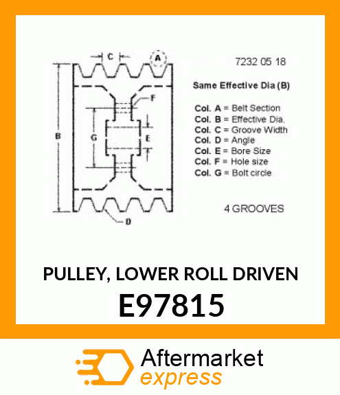 PULLEY, (LOWER ROLL DRIVEN) E97815