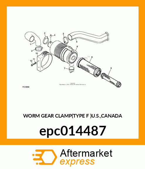 WORM GEAR CLAMP(TYPE F )U.S.,CANADA epc014487