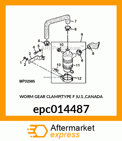 WORM GEAR CLAMP(TYPE F )U.S.,CANADA epc014487