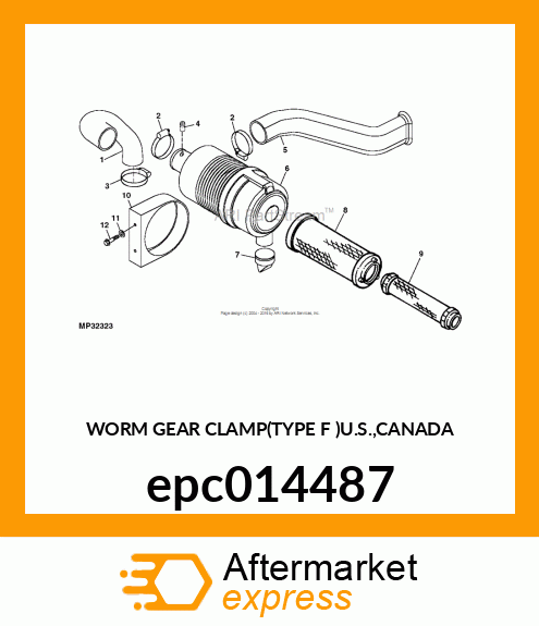 WORM GEAR CLAMP(TYPE F )U.S.,CANADA epc014487