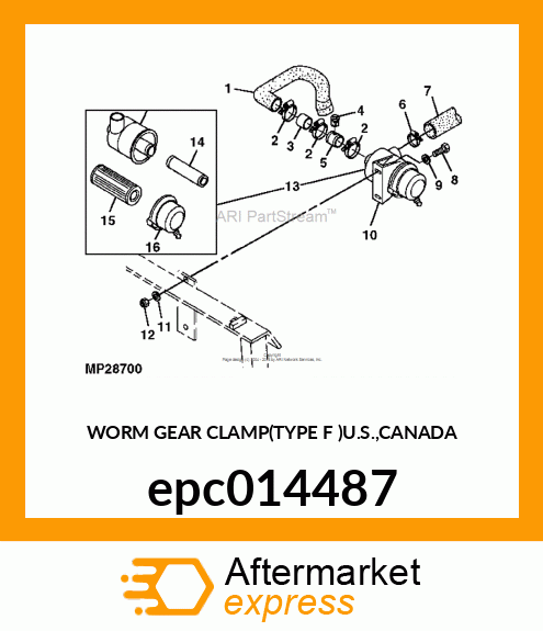 WORM GEAR CLAMP(TYPE F )U.S.,CANADA epc014487