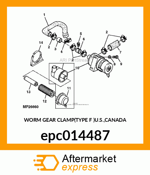 WORM GEAR CLAMP(TYPE F )U.S.,CANADA epc014487