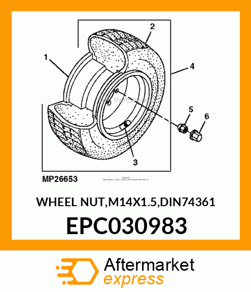 WHEEL NUT,M14X1.5,DIN74361 EPC030983