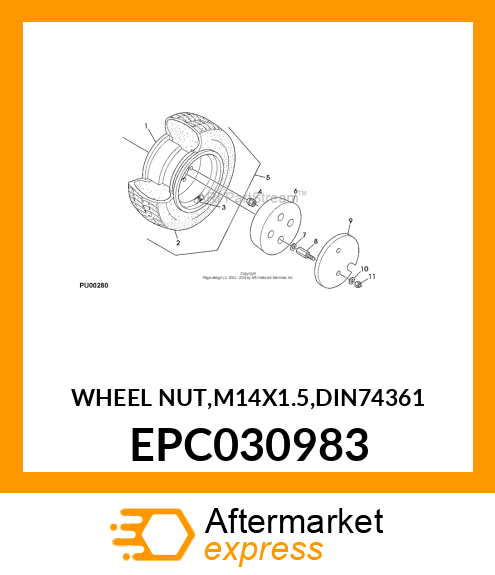 WHEEL NUT,M14X1.5,DIN74361 EPC030983