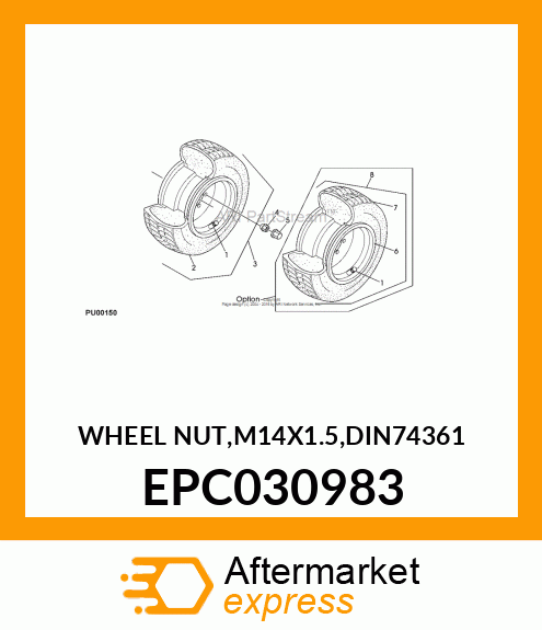 WHEEL NUT,M14X1.5,DIN74361 EPC030983