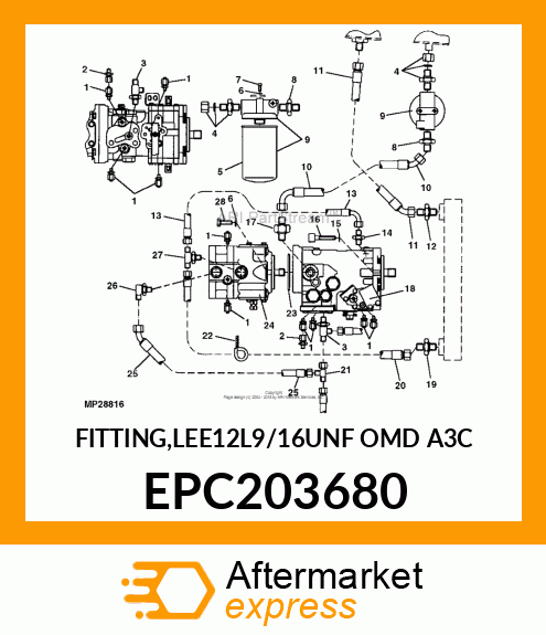 FITTING,LEE12L9/16UNF OMD A3C EPC203680